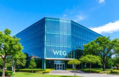 Fachada da sede da WEG em Jaraguá do Sul