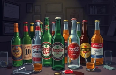 Garrafas de bebidas adulteradas