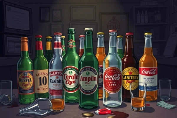 Garrafas de bebidas adulteradas